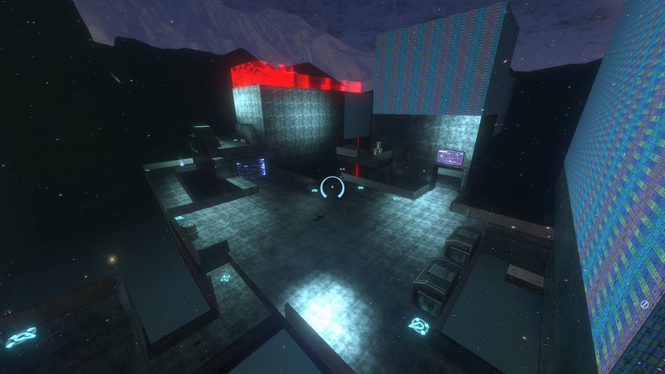 Una arena flotante construida con el modo Forge.